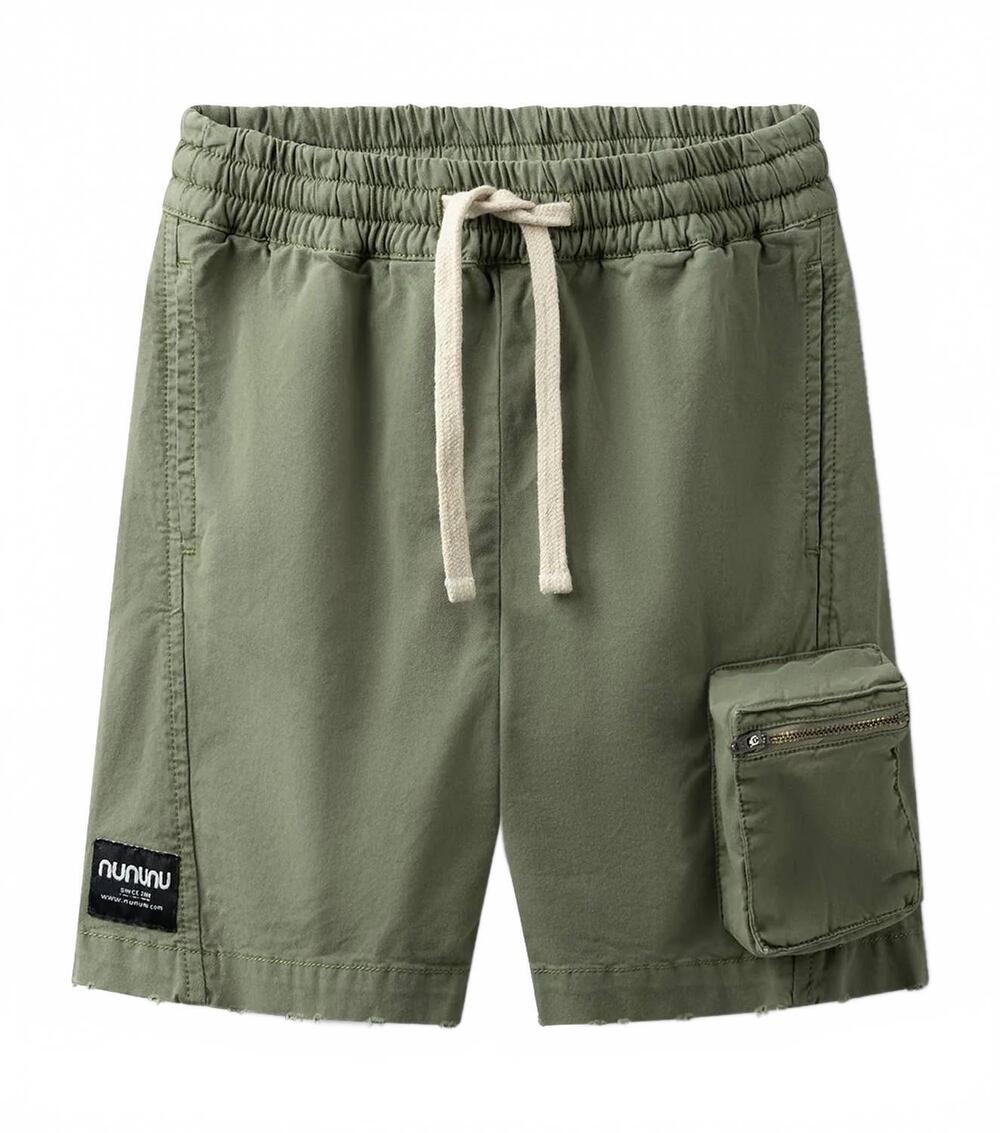 NEW NUNUNU boys summer cargo shorts in olive